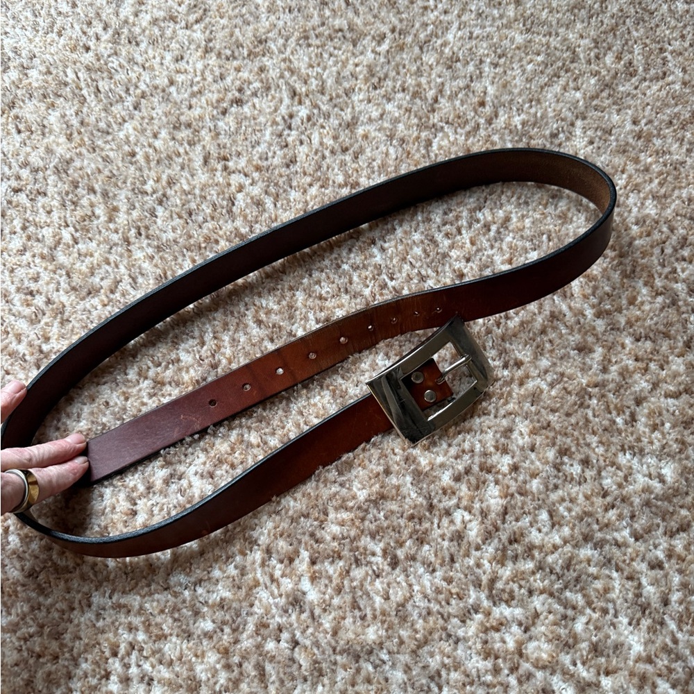 TOBACCO ROAD BELT CO. MADE IN U.S.A. Brown GENUINE LEATHER BELT length 47”. - Picture 3 of 4